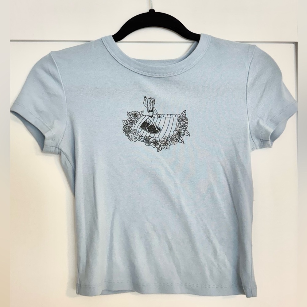 Light Blue Graphic Baby Tee